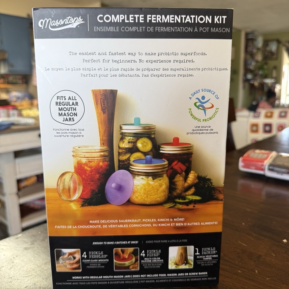 Masontops Complete Mason Jar Fermentation Kit - Easy Wide Mouth Jars Vegetable